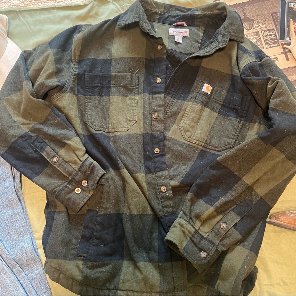 Carhartt Olive and Black Checkered Shirt Jacket